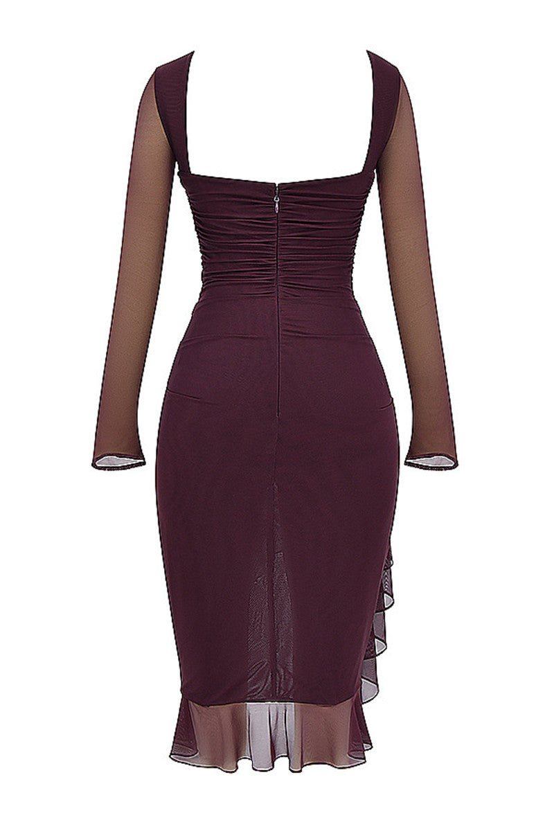 Jamie Ruffle Ruched Midi Dress