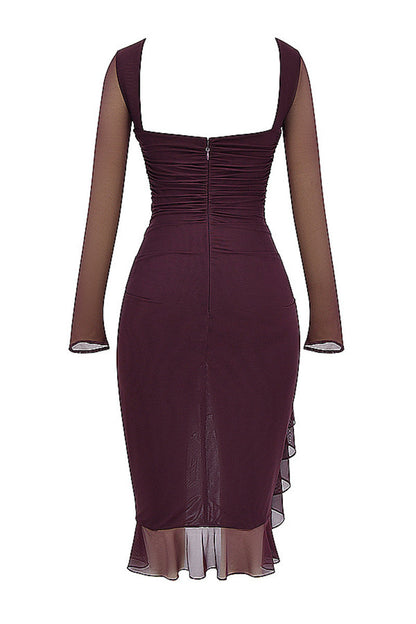 Jamie Ruffle Ruched Midi Dress