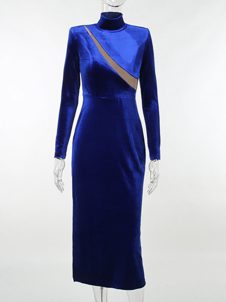 Holly Mesh Patchwork Bodycon Maxi Dress