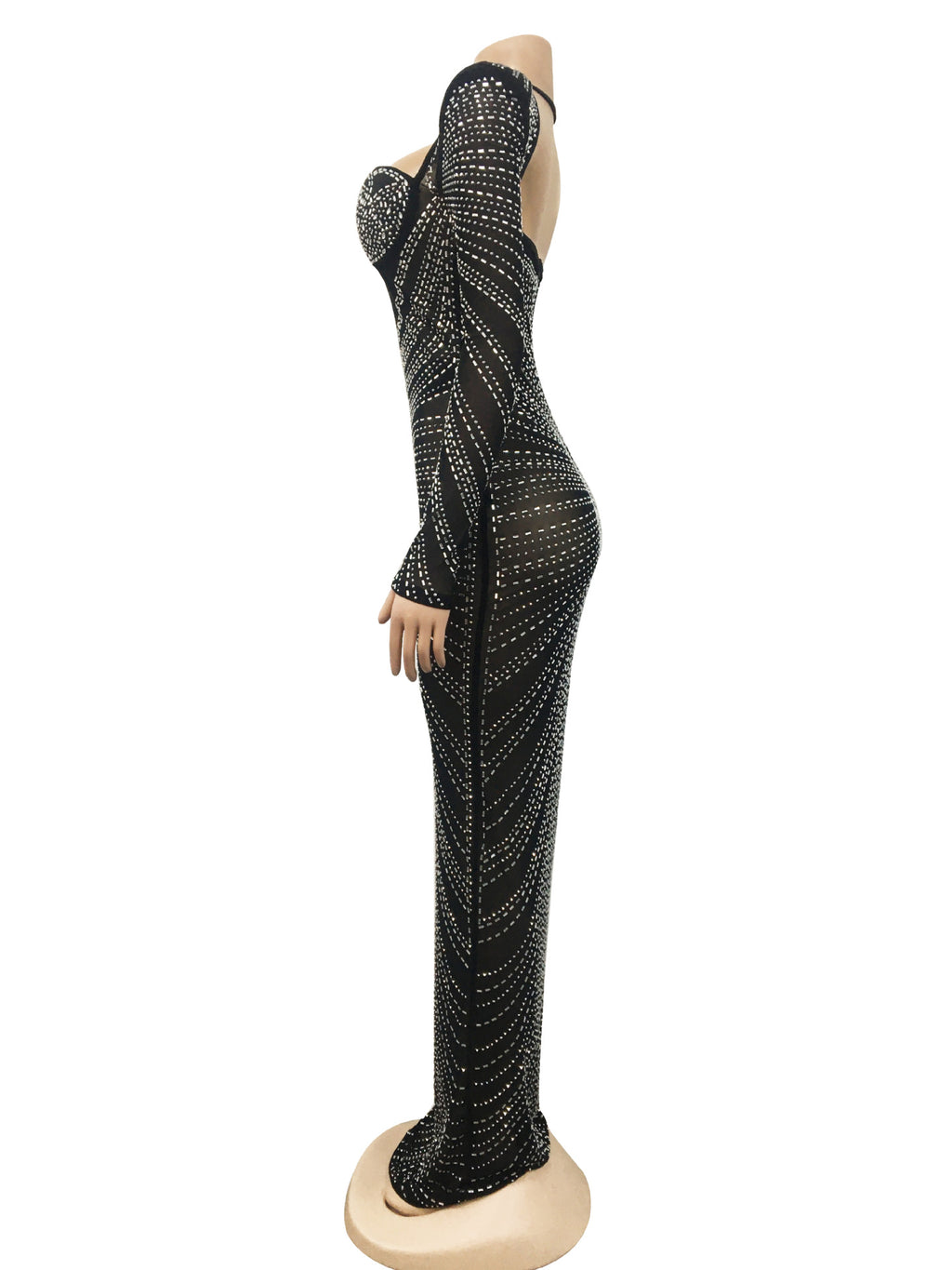 Lydia Glitter Mesh See Through Party Maxi Dress