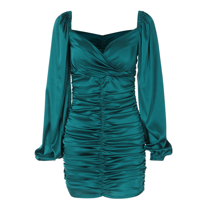 Jennifer Pleated Backless Sexy Mini Dress