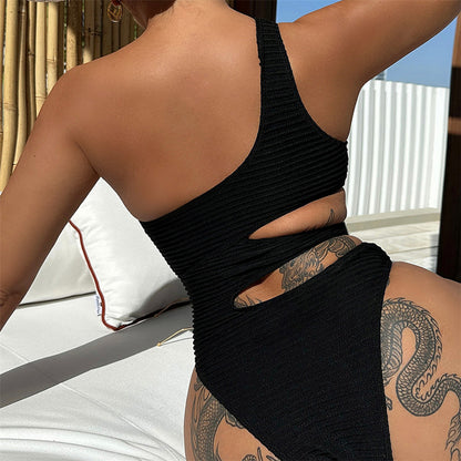 Kelly Asymmetric Cut Out One Shoulder Monokini