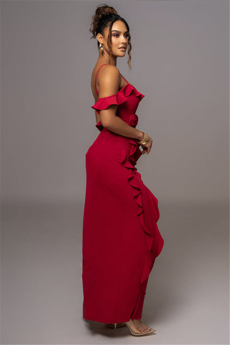 Tanya Ruffle Sexy Maxi Dress