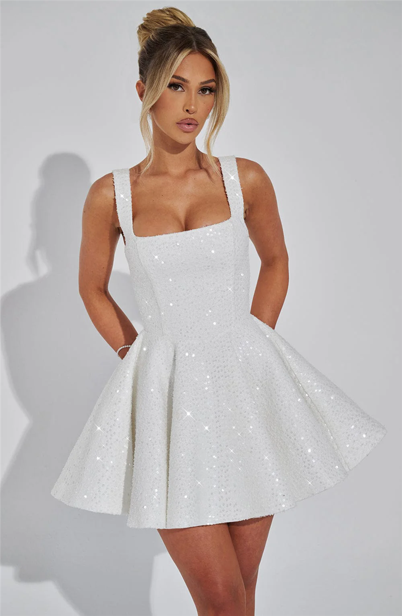 Bonnie Sequins Bow Backless Sexy Mini Dress