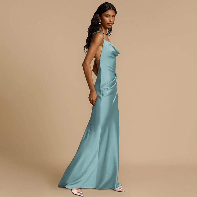 Stephanie Spaghetti Strap Backless Sexy Maxi Dress