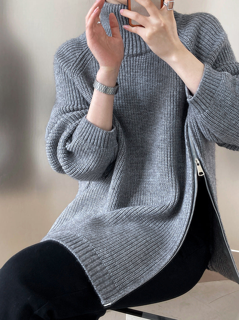 Charlotte  Zipper Knitted Woman Sweater