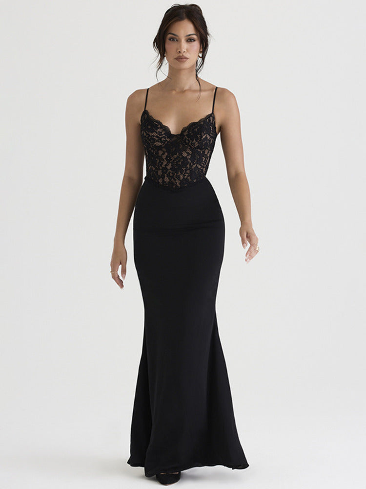 Fiona Lace Spaghetti Strap Bodycon Sexy Maxi Dress