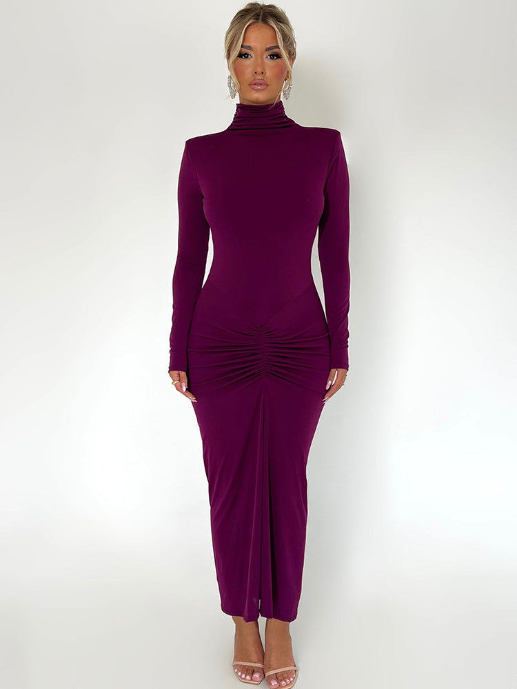 Kate Turtleneck Long Sleeve Bodycon Maxi Dress