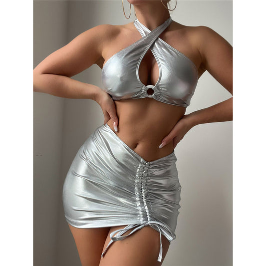 Renee With Skirt Halter Cut Out Brazilian Bikini