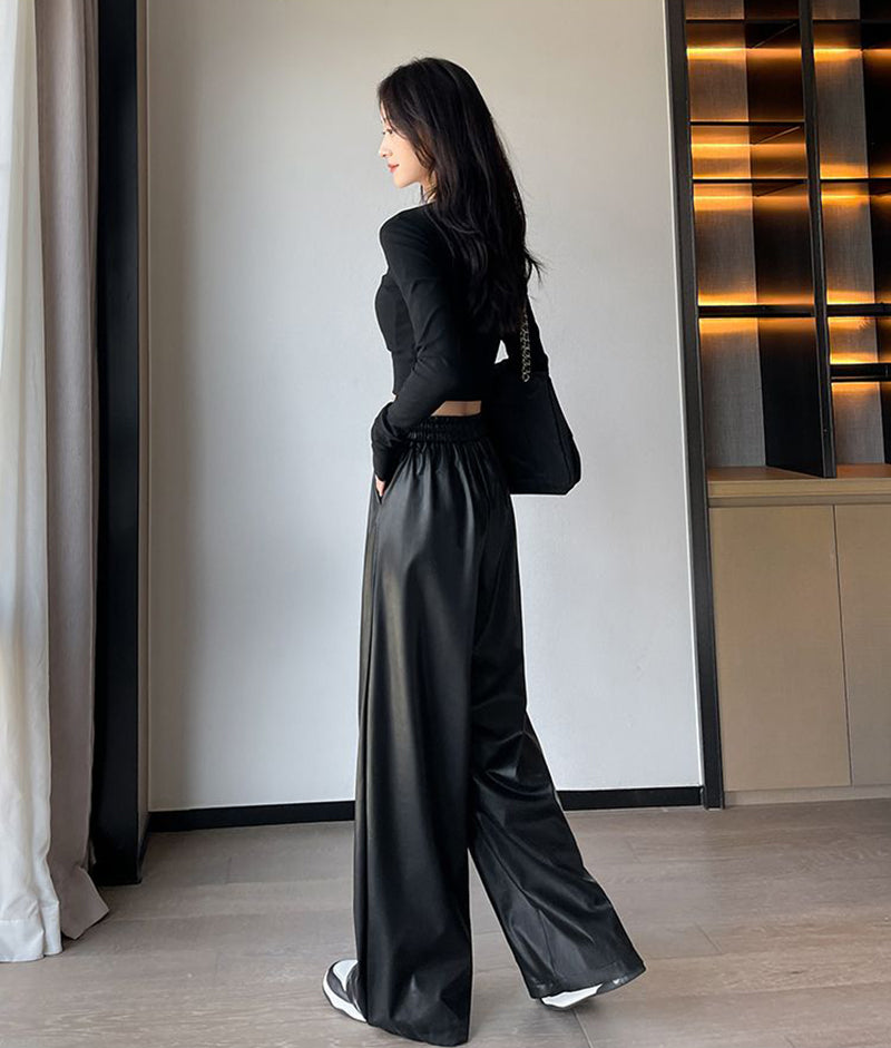 Nancy Hip Hop Women Black Pu Pants