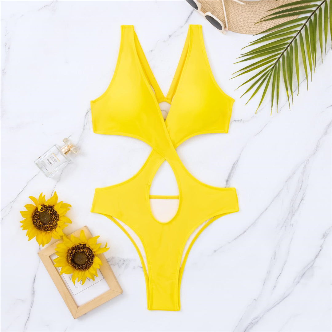 Jane V Neck Tummy Cut Out One Piece Swimsuit