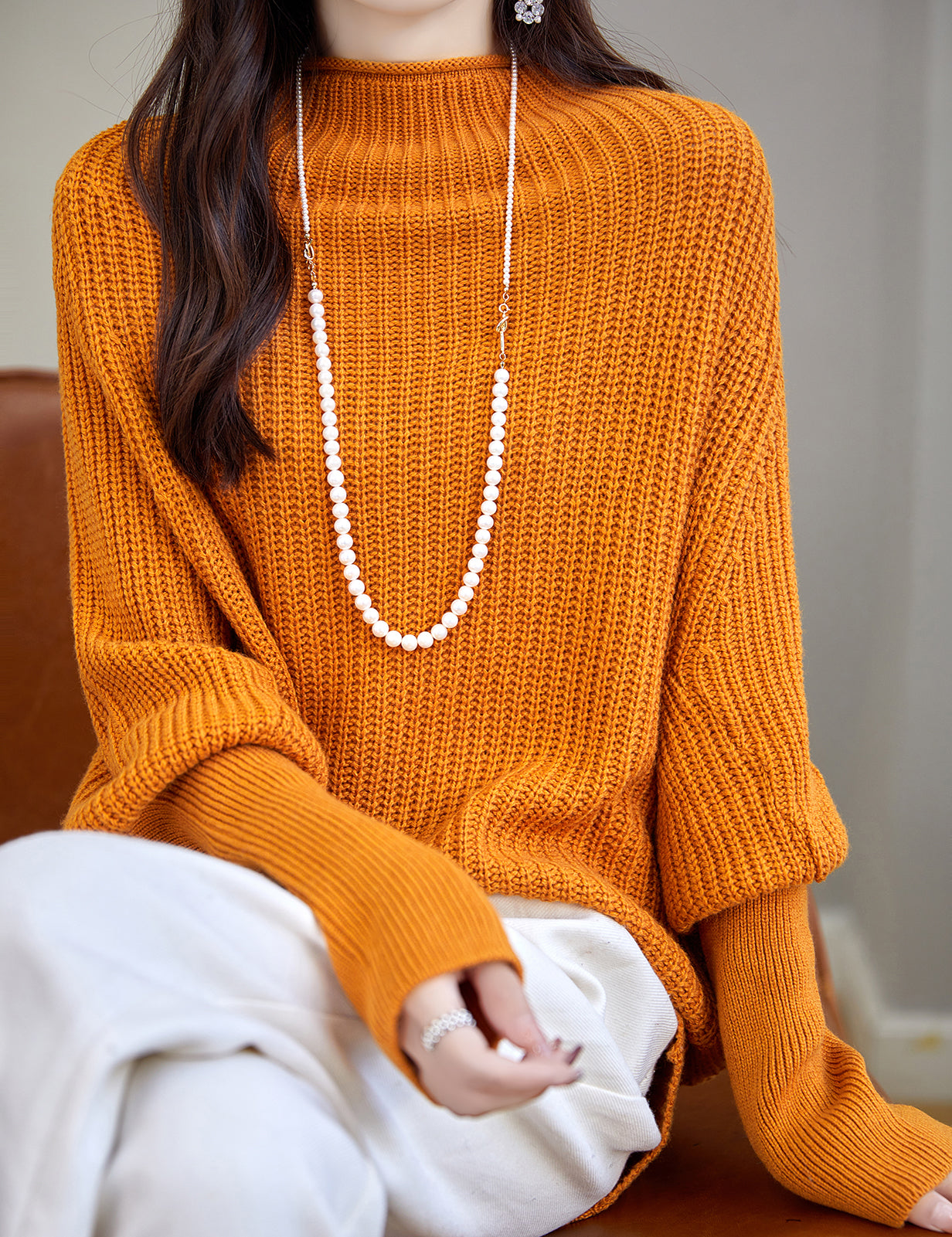 Grace Woman Oversized Mock Neck Sweater