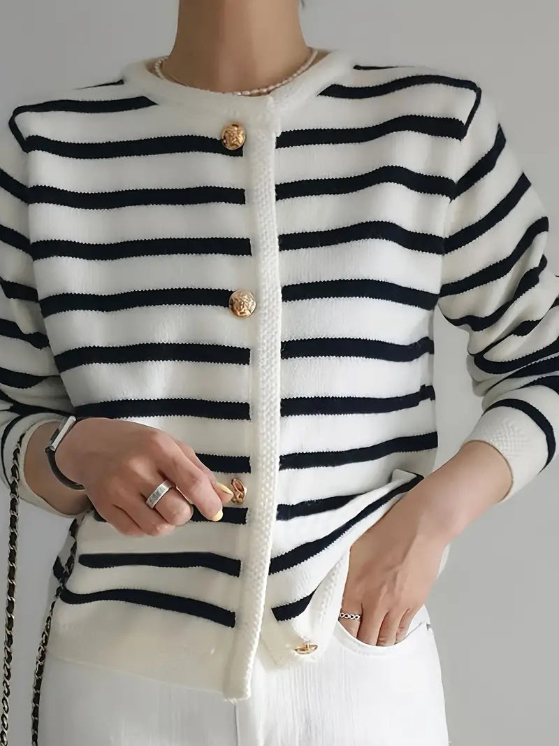 Janet Woman Striped Soft Long Sleeve Sweater