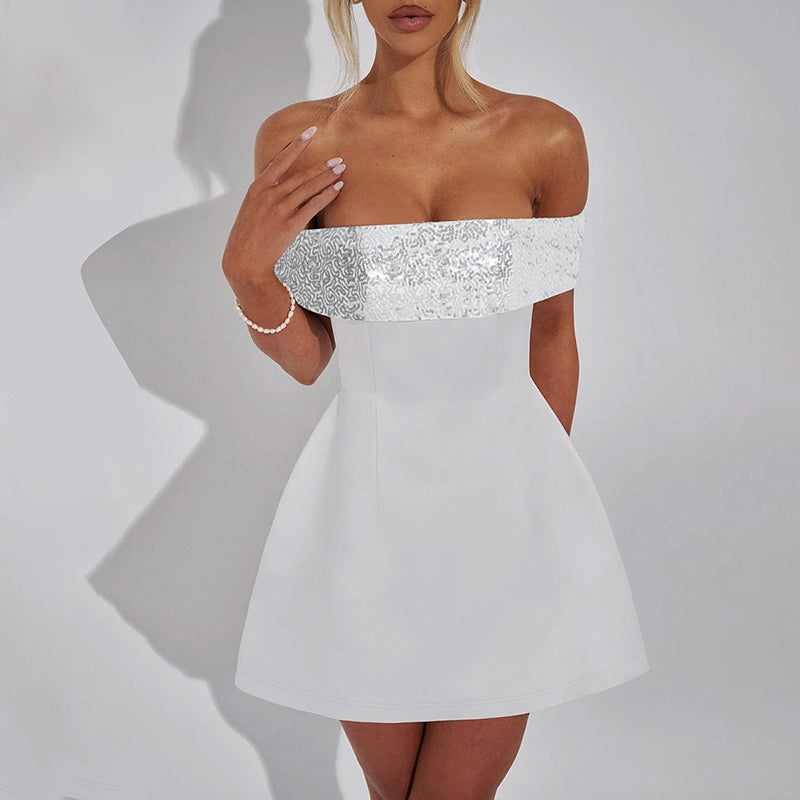 Jessie Off-shoulder Sequins Strapless Sexy Mini Dress