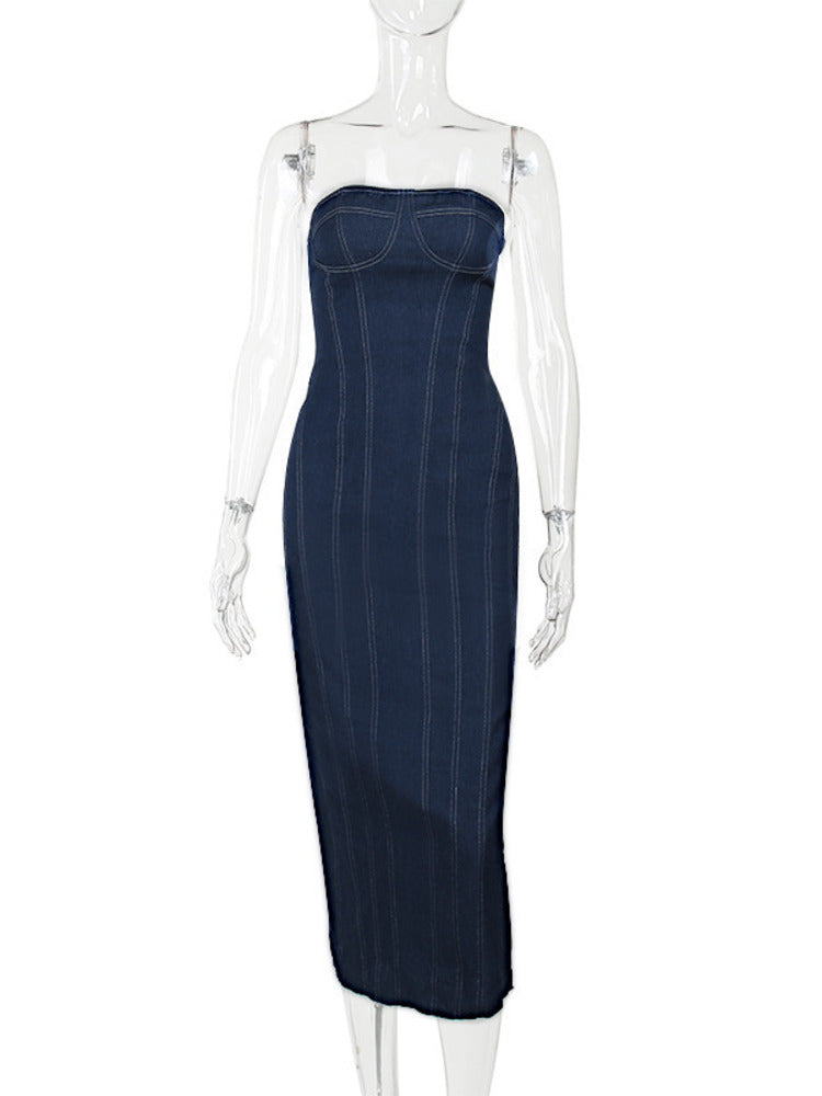 Shannon Strapless Denim Midi Dress