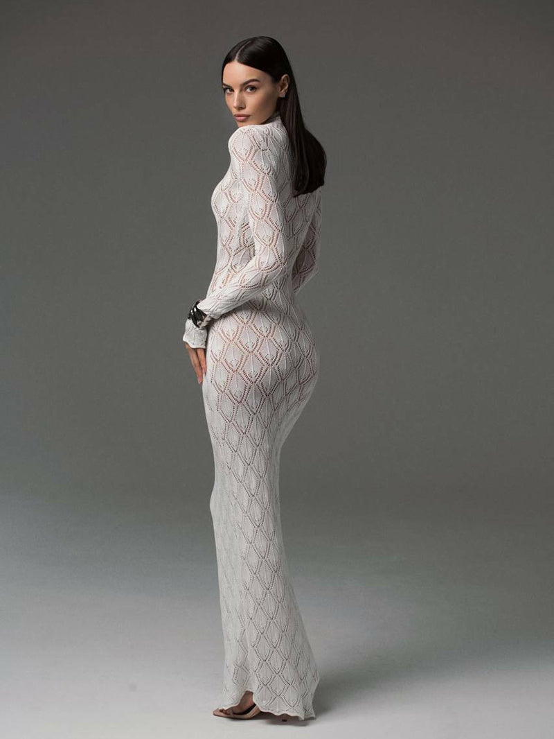 Jane Turtleneck Long Sleeve Knit Maxi Dress