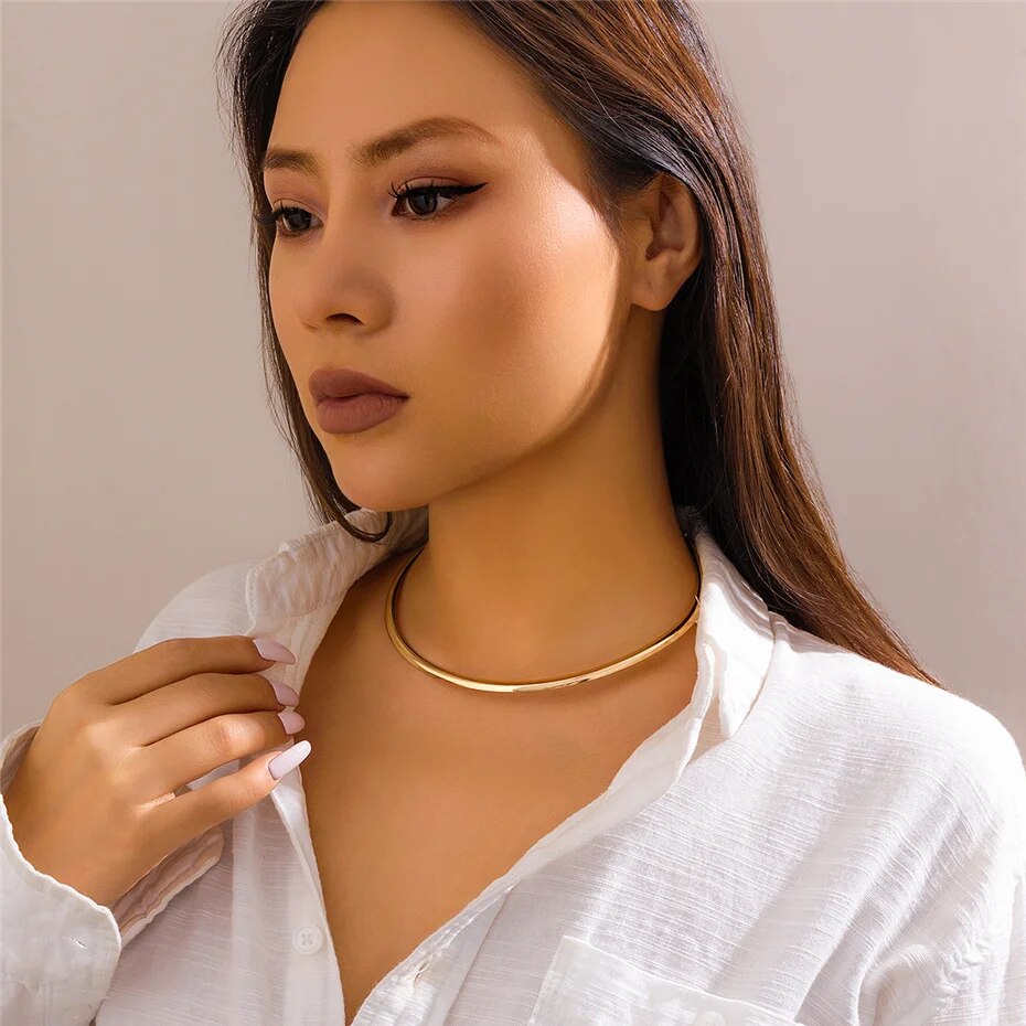 Whitney Vintage Iron Metal Torques Choker Necklace
