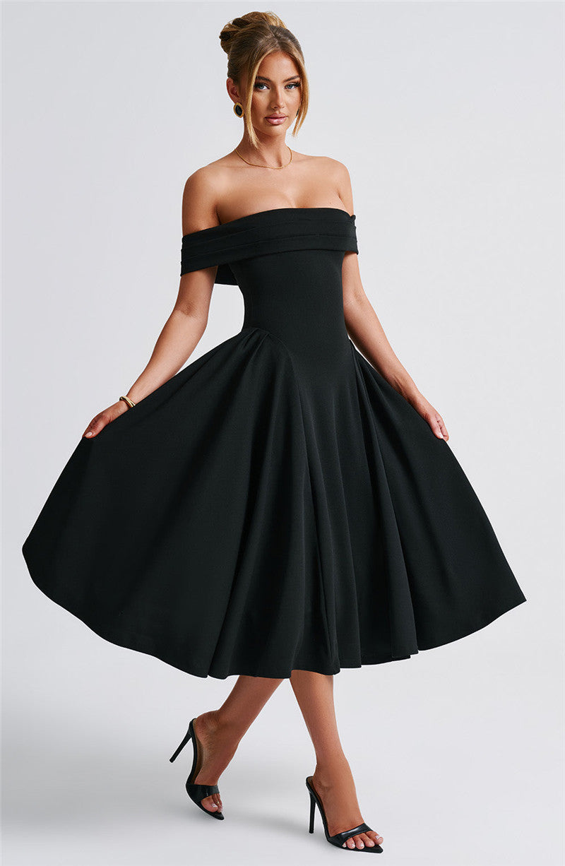 Rebecca Woman Off-shoulder Backless Sexy Midi Dress