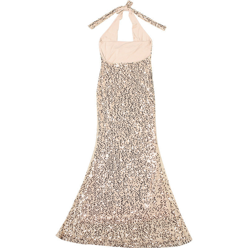 Ethel Sequins Backless Sexy Maxi Dress