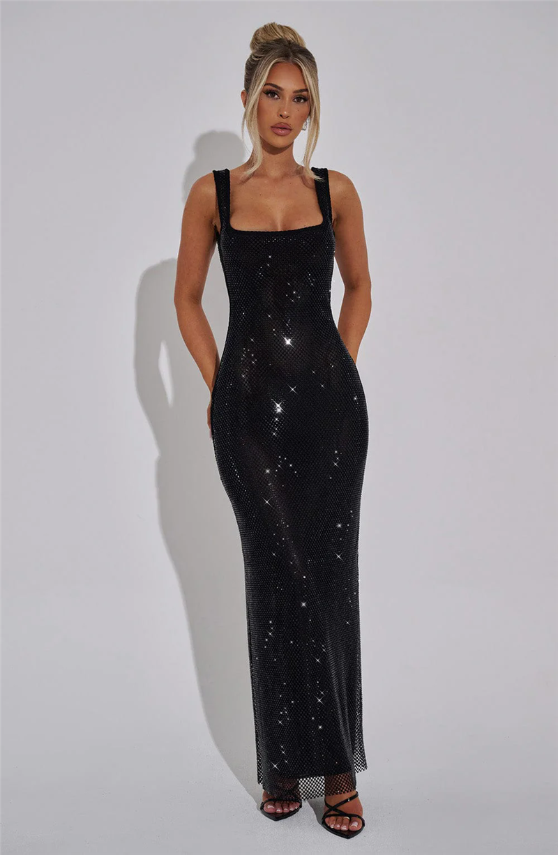 Louisa Sequins Backless Sexy Maxi Dress