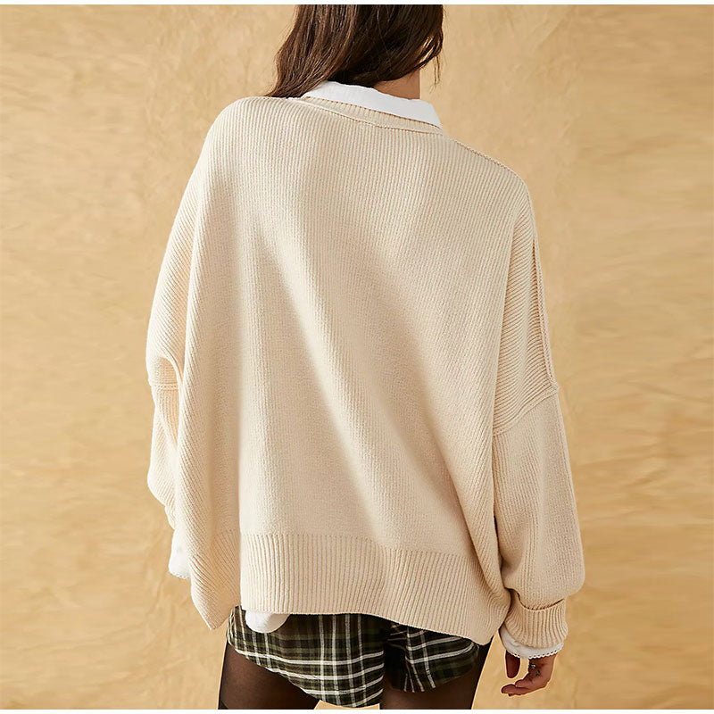 Pat Oversized Slit Knit Women Sweater