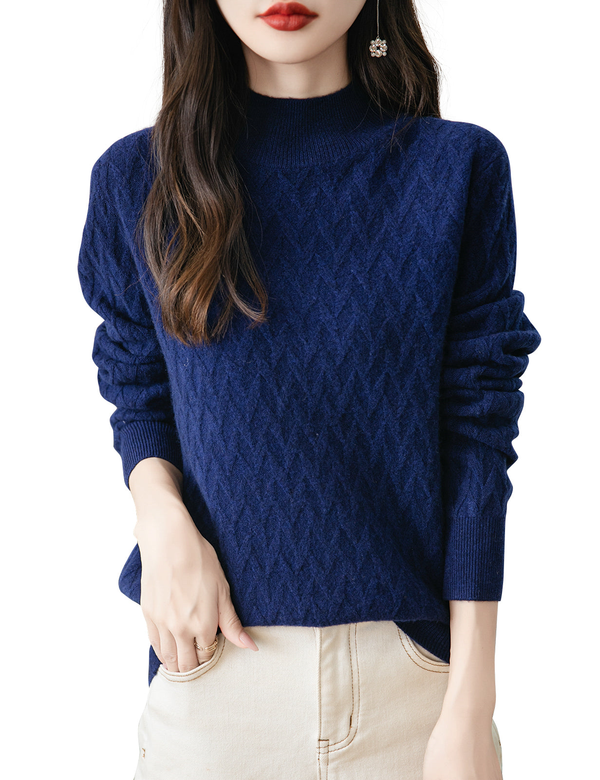 Holly Woman Mock Neck Long Sleeve Sweater