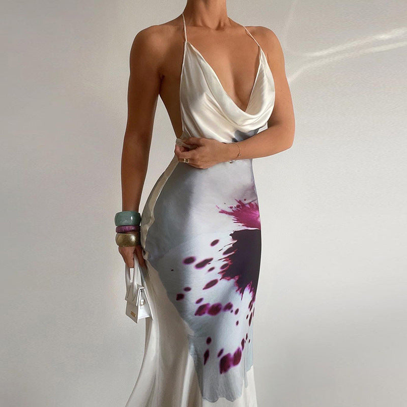 Michele Print Sexy Long Dress