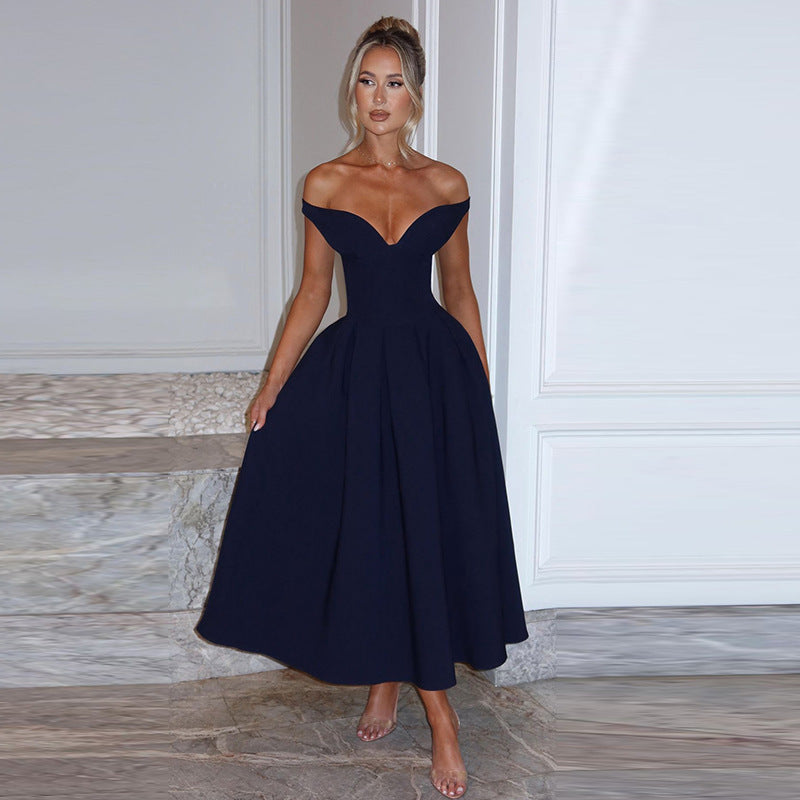 Audrey Off-shoulder Backless Pleated Maxi Dress