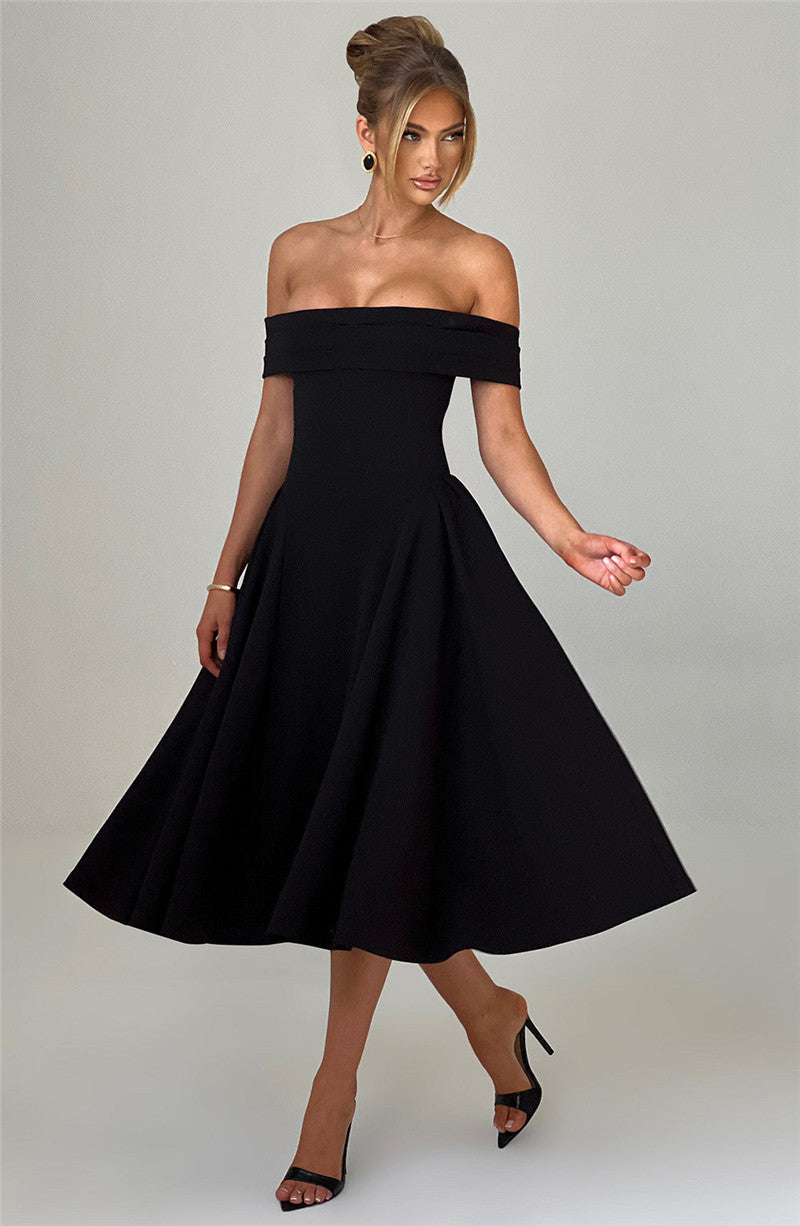 Rebecca Woman Off-shoulder Backless Sexy Midi Dress