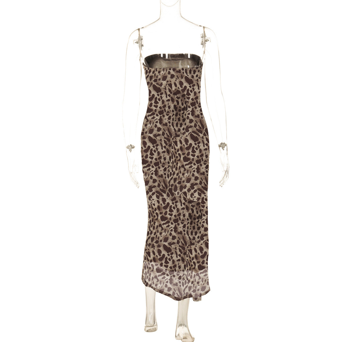 Ruby Vintage Leopard Print Sexy Straps Long Dress