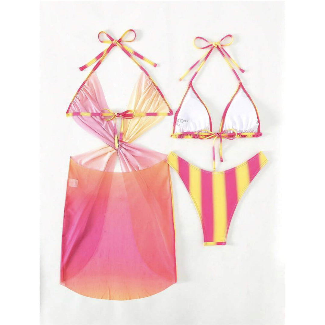 Erin Sexy With Dress Tie Dye Striped Bikini