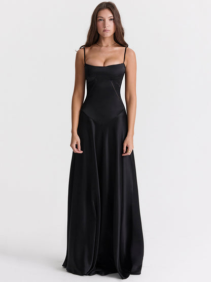 Wendy Lace-up Satin Maxi Dress