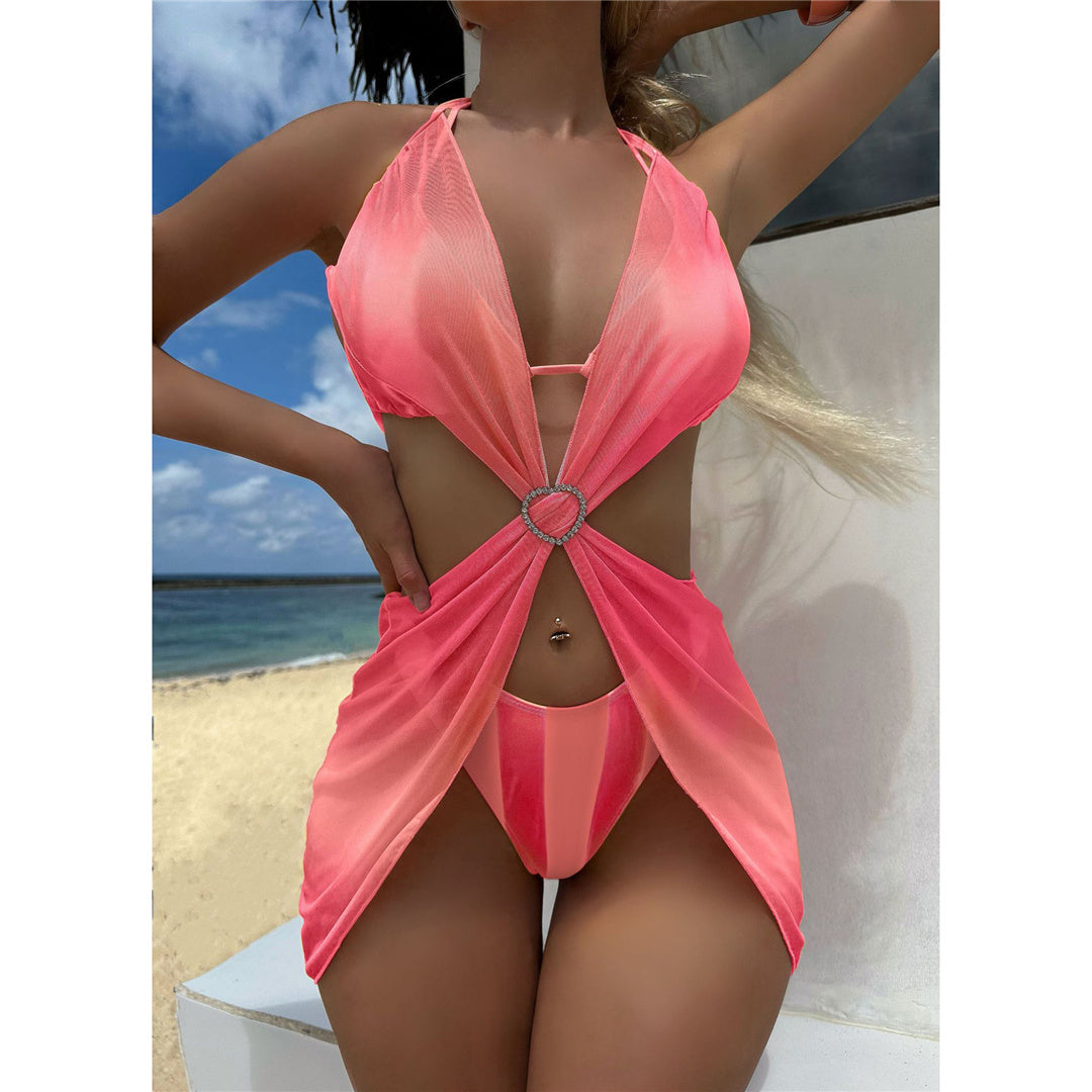 Erin Sexy With Dress Tie Dye Striped Bikini