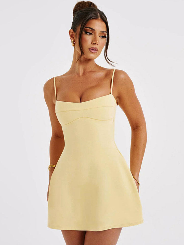 Irene Backless Suspender Mini Dress