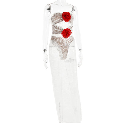 Shannon Hollow Out 3D Flower Maxi Dress