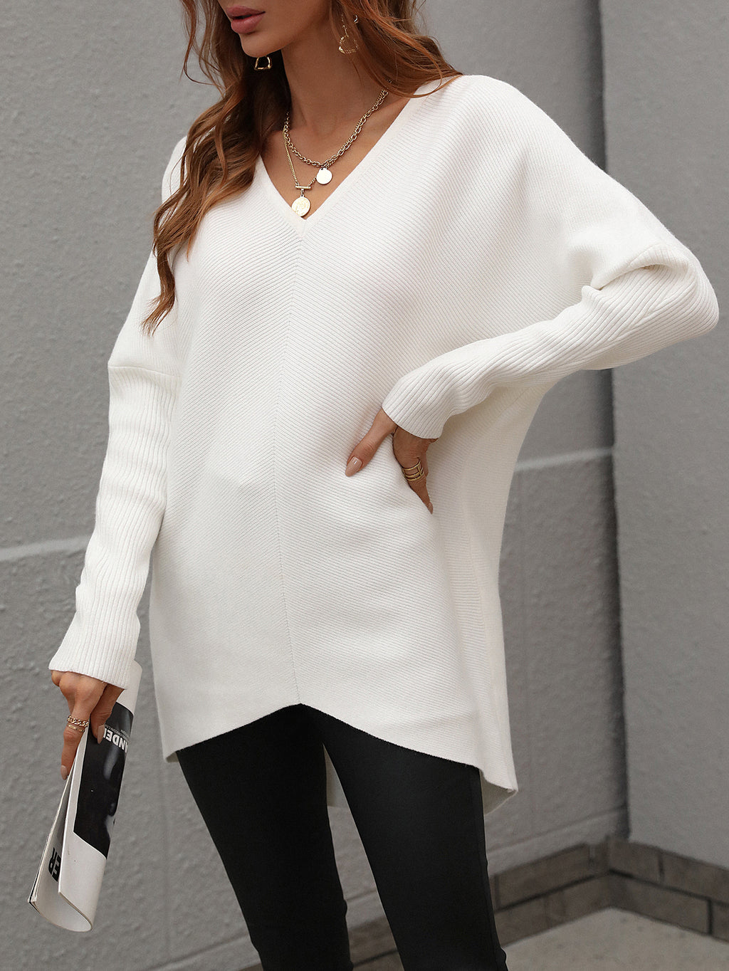 Joanna V-Neck Solid Color Women Sweater