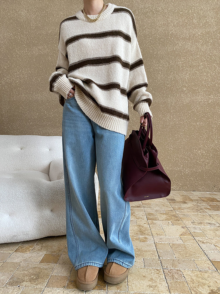 Shirley Casual Striped Knitted Woman Sweater