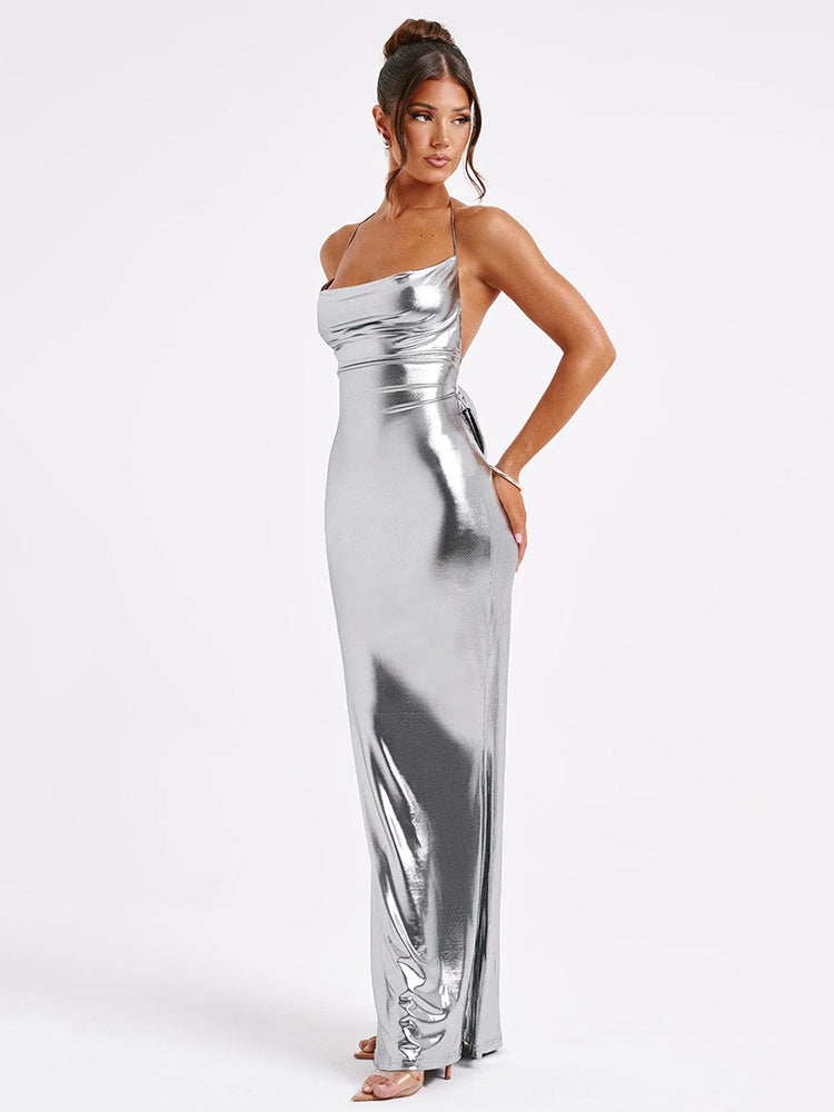 Tina Satin Backless Sexy Maxi Dress