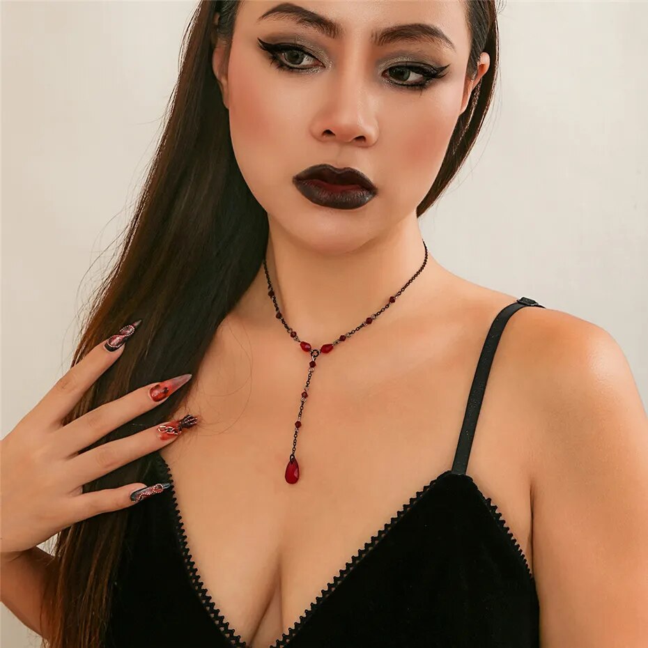 Ellen Drop Crystal Chest Chain Necklace