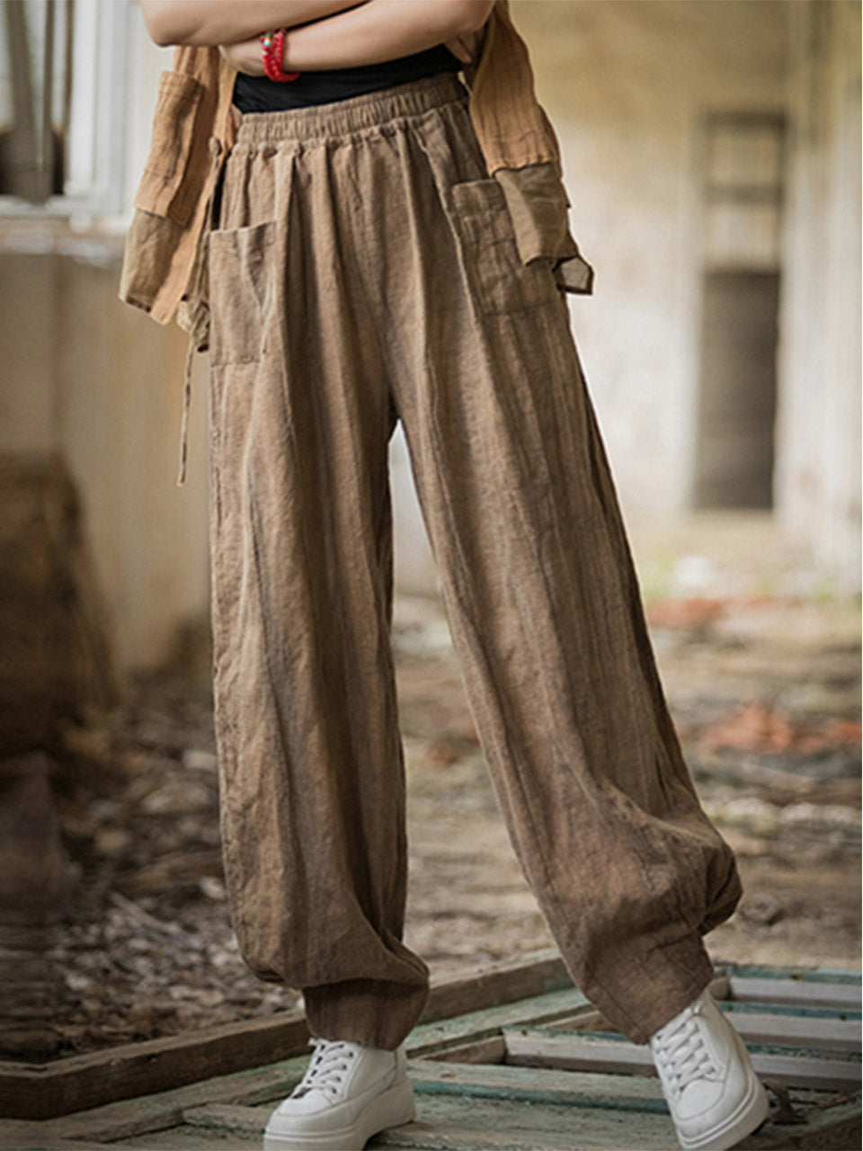 Peggy Cotton Linen Baggy Cargo Pants