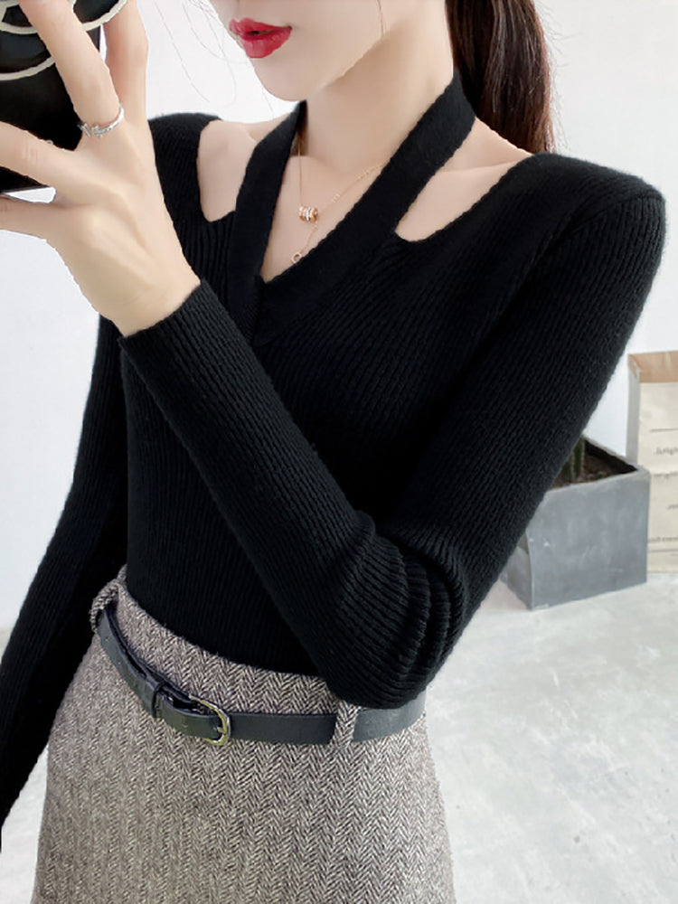 Alexa V-Neck Halter Woman Sweater