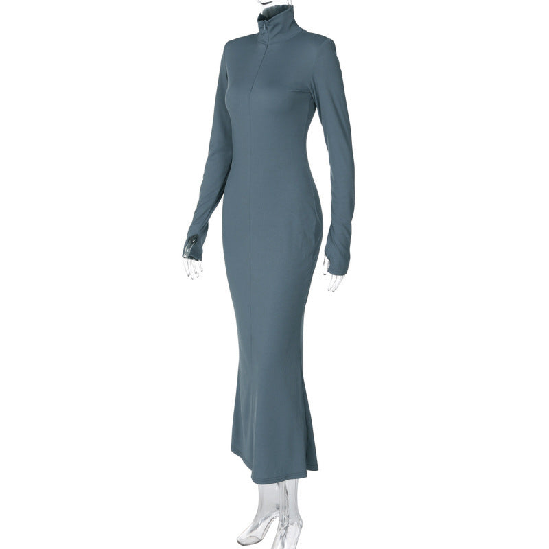 Alyssa Turtleneck Long Sleeve Bodycon Long Dress