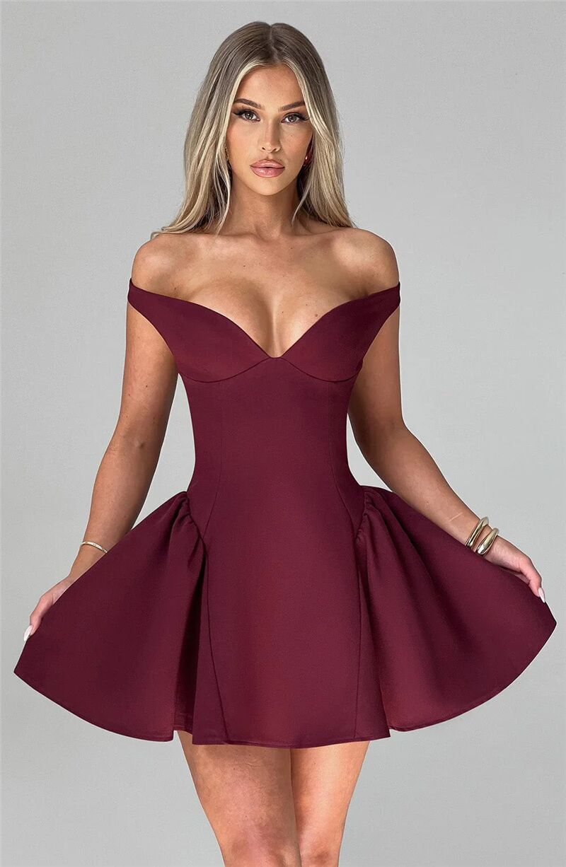 Janice Off-shoulder Backless Sexy Mini Dress