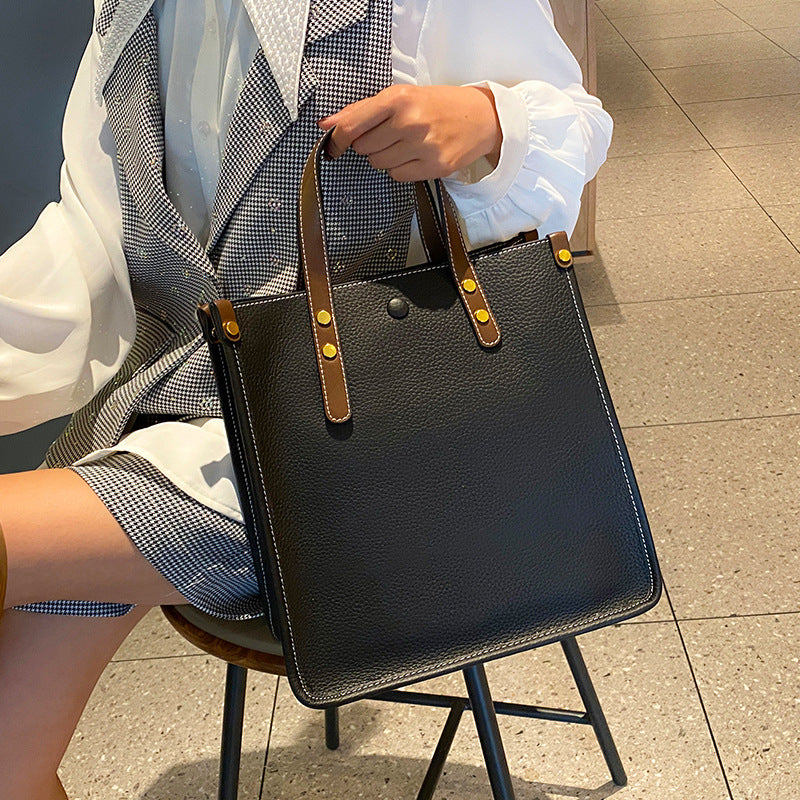 Jane Genuine Leather Vertical Tote Handbag