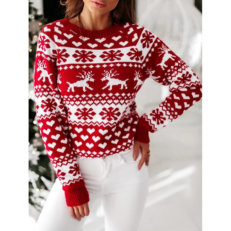 Rose Knit Long Sleeve Women Sweater