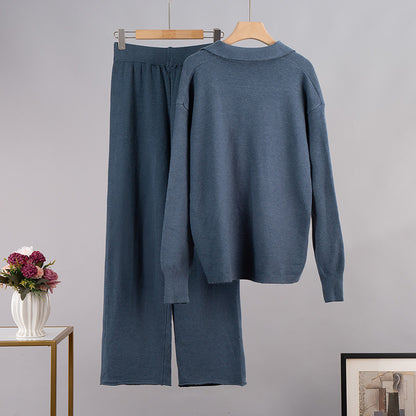 Kate Polo Neck Sweater & Wide Leg Pants Knitted Outfit