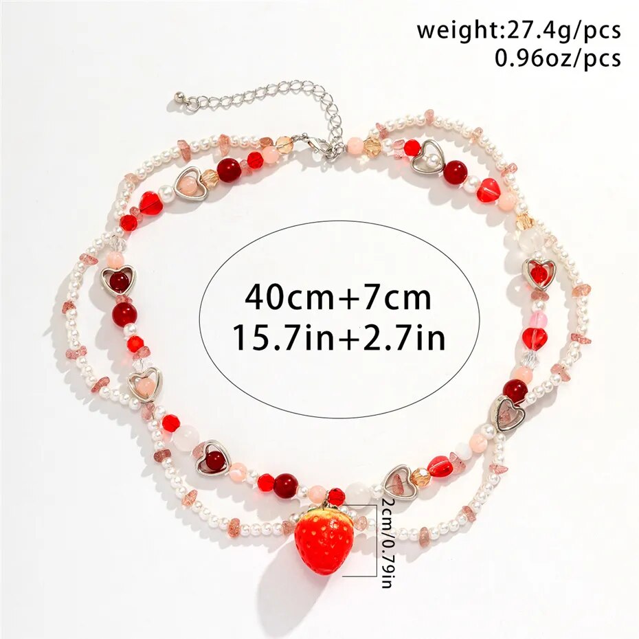 Hannah Chain Strawberry Pendant Necklace