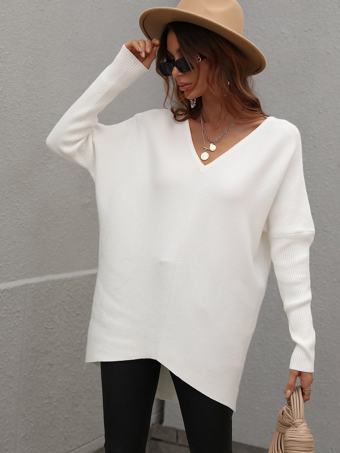 Joanna V-Neck Solid Color Women Sweater