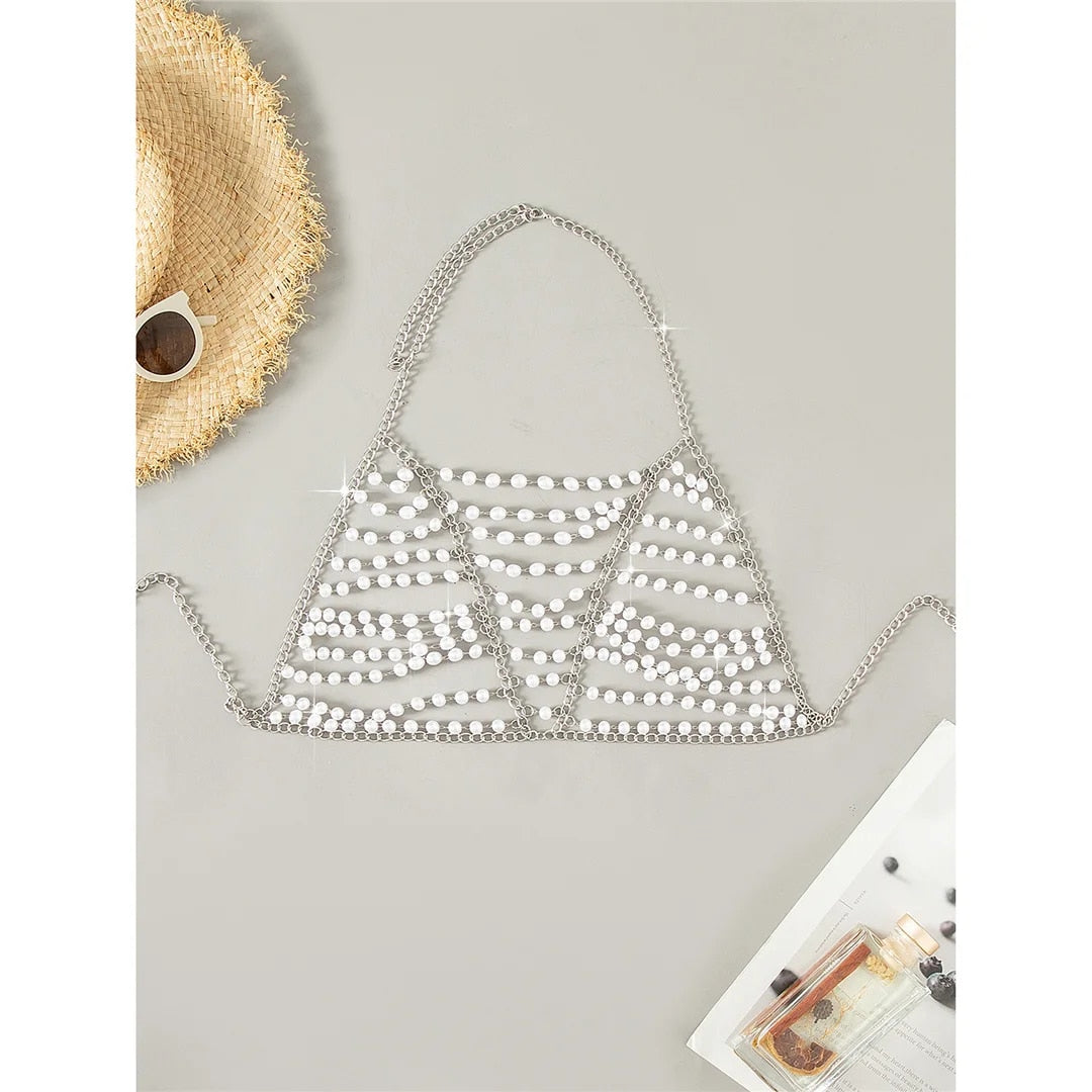 Jasmine Sexy Pearls Halter Hollow Out See Through Bikini