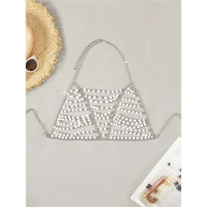Jasmine Sexy Pearls Halter Hollow Out See Through Bikini
